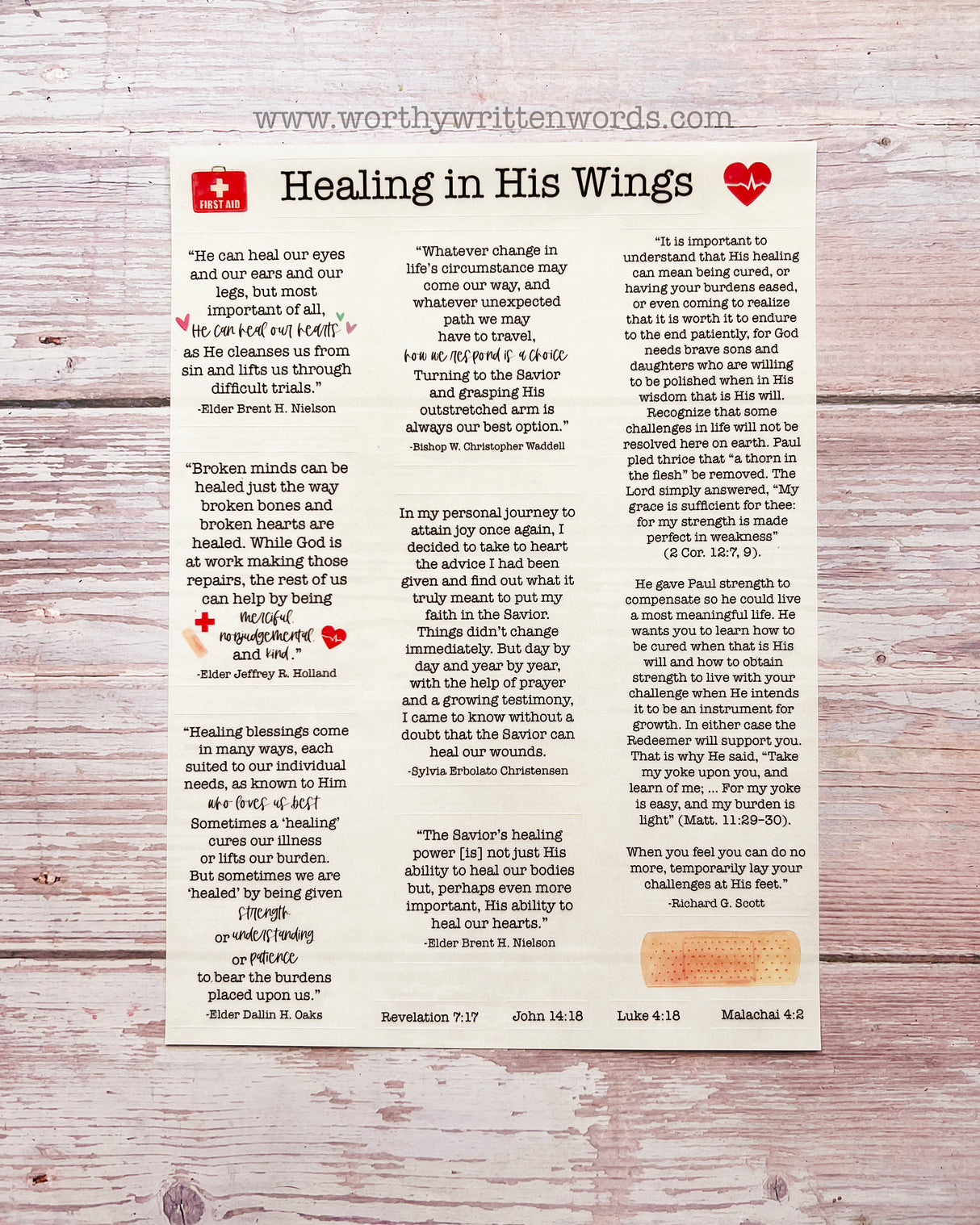 Healing in His Wings Quote Stickers