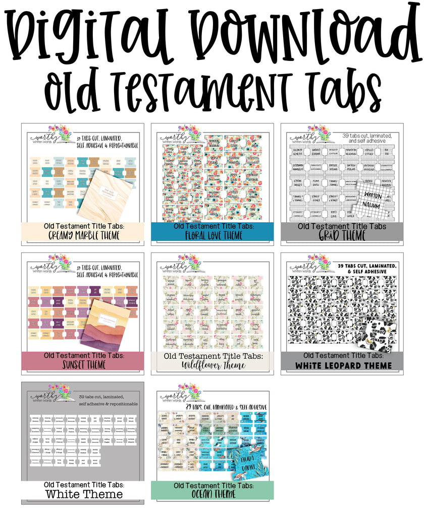 Old Testament Book Title Tabs: Digital Downloads