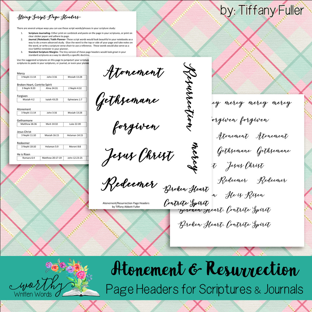 Atonement and Resurrection Page Headers