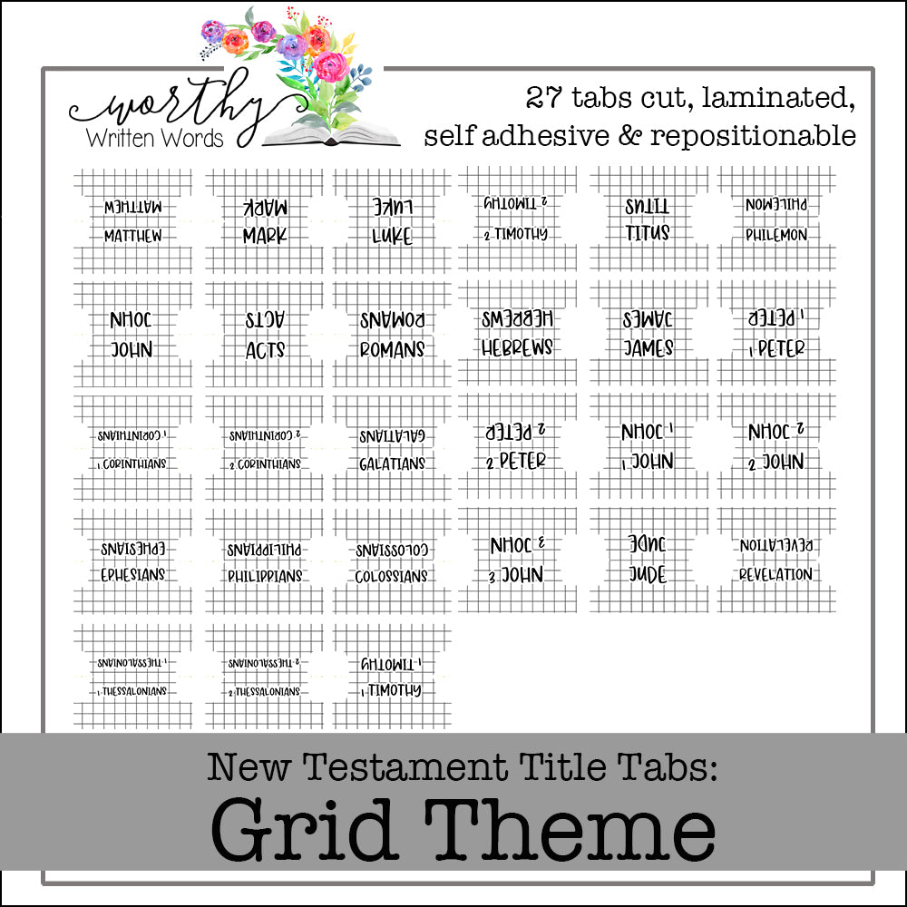 New Testament Book Title Tabs: Digital Downloads