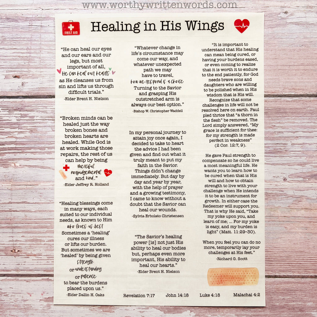 Digital Healing in His Wings Quote Stickers