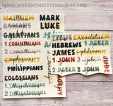 New Testament Book Title Stickers | Clear Bible Journaling Stickers