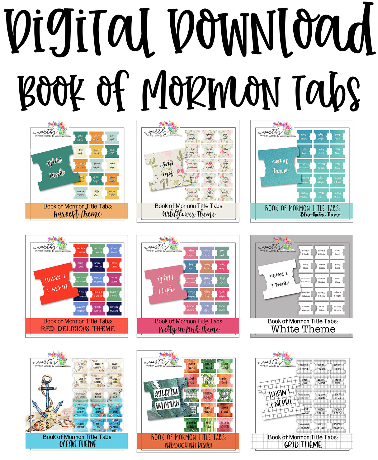 Book of Mormon Book Title Tabs- Digital Download
