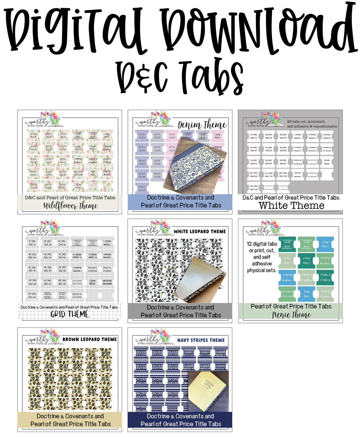 Doctrine & Covenants and Pearl of Great Price Title Tabs: Digital Downloads