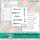 Atonement and Resurrection Page Headers