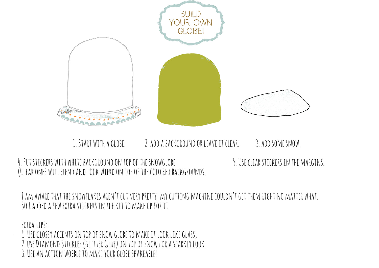 White as Snow Globes Sticker Sheets