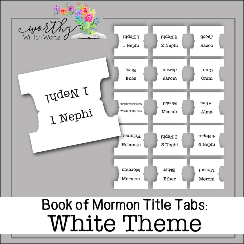 Book of Mormon Book Title Tabs- Digital Download – Worthy Written Words