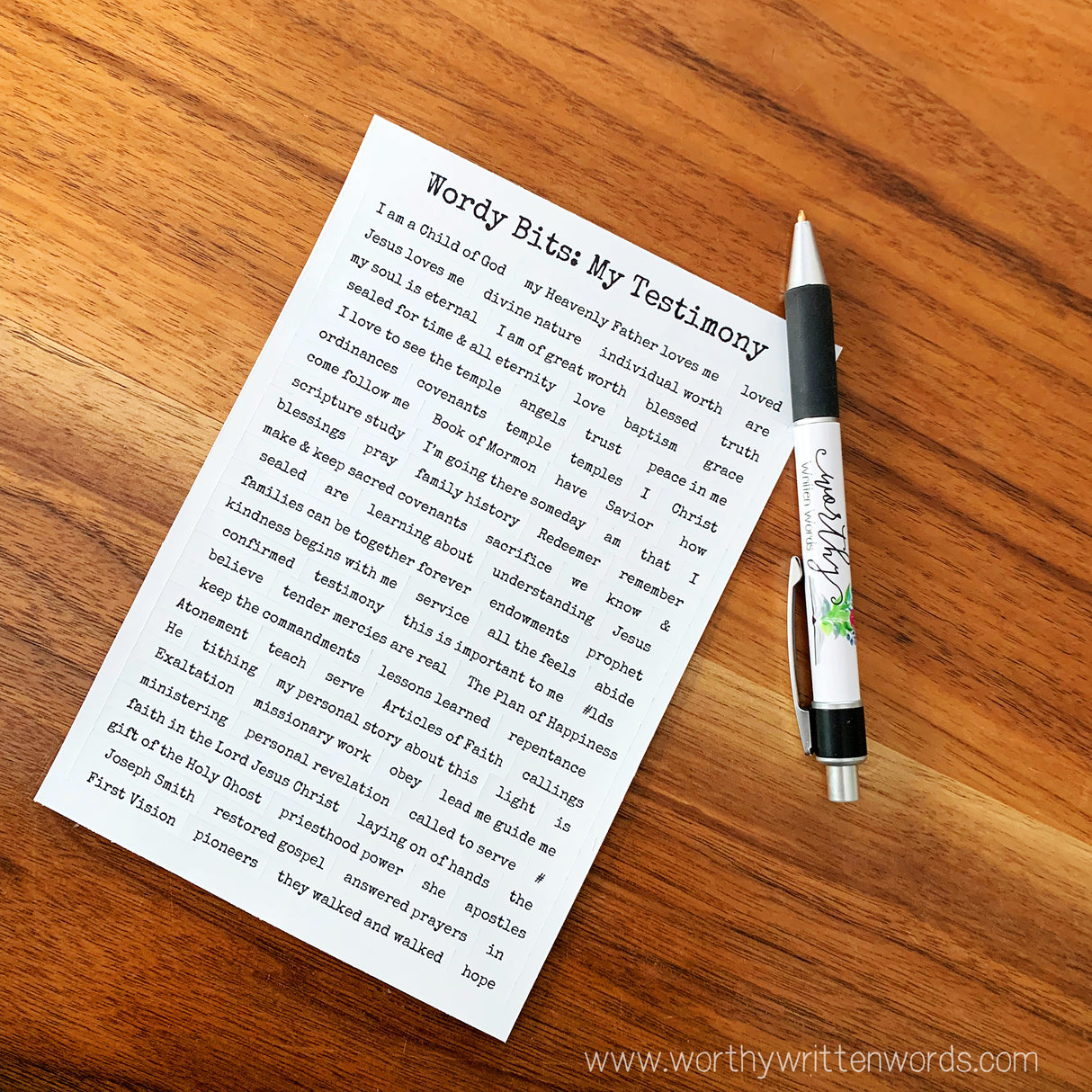 Wordy Bits: My Testimony Sticker Sheet