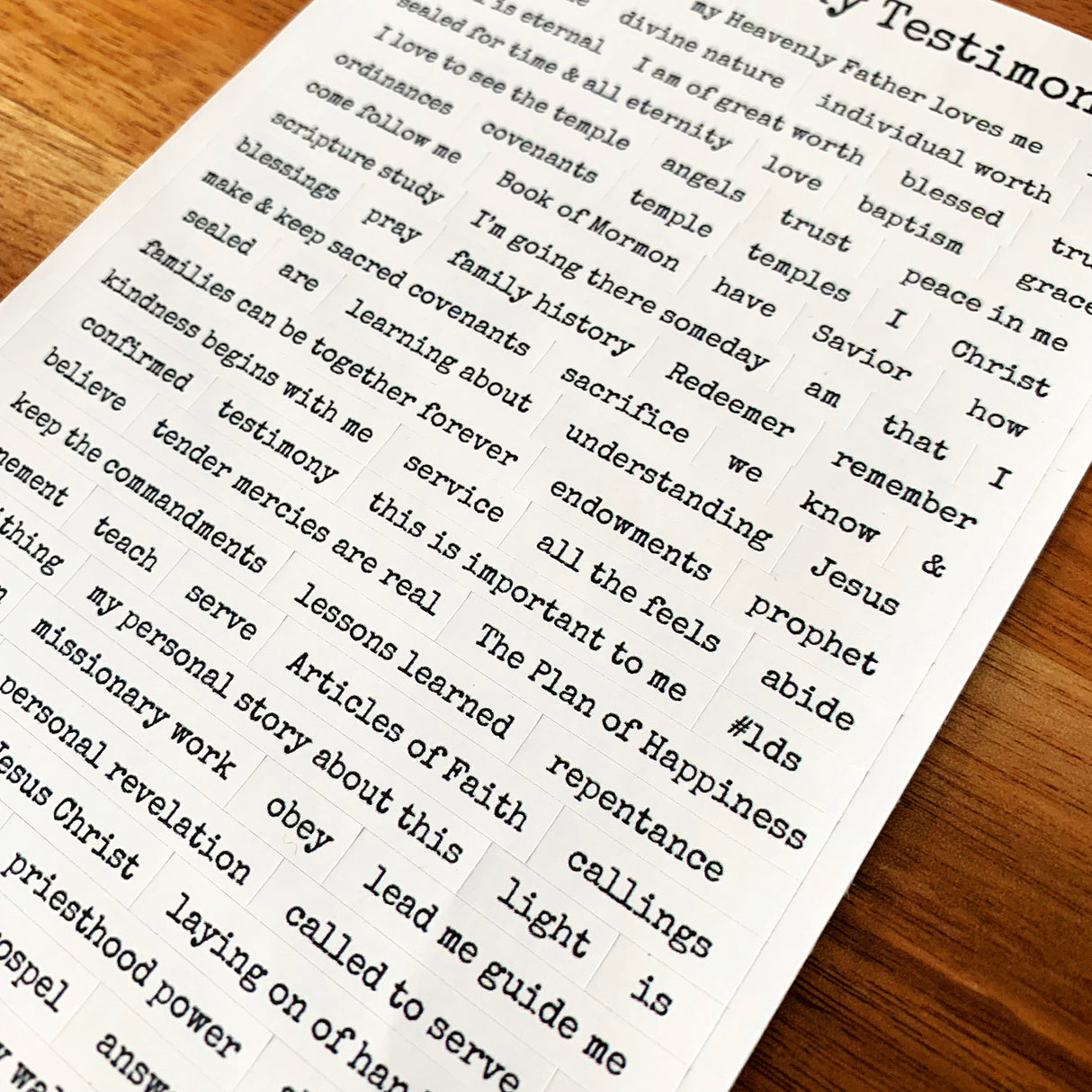 Wordy Bits: My Testimony Sticker Sheet