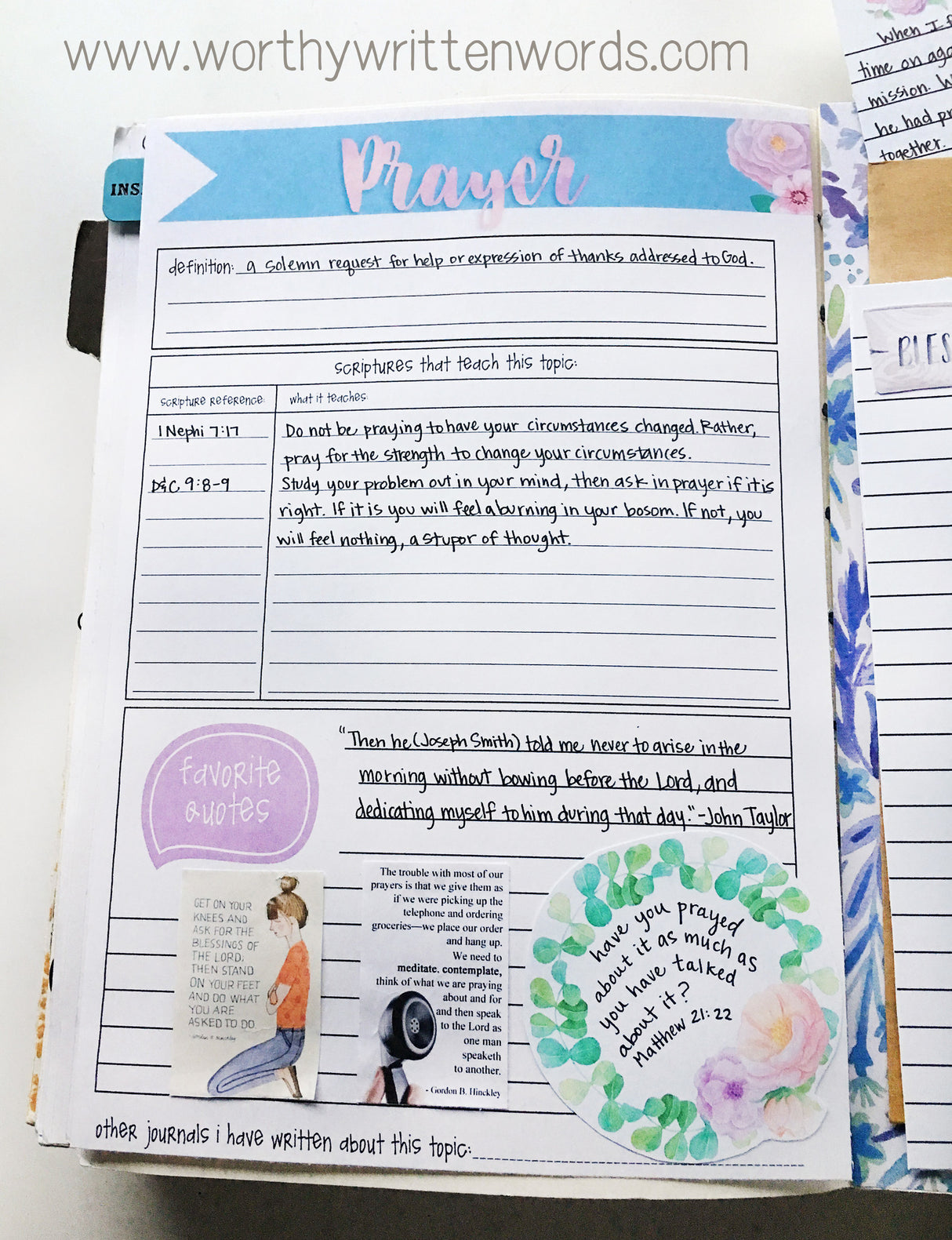 Prayer Study Kit - Worthy Written Words