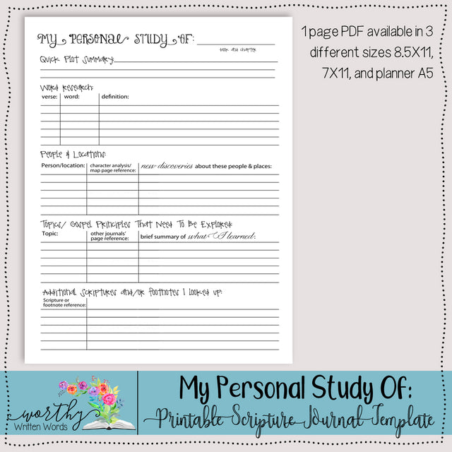 Personal Study Guide Examples My Personal Study Page – Worthy Written Words