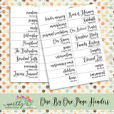 Name Them One By One Page Headers