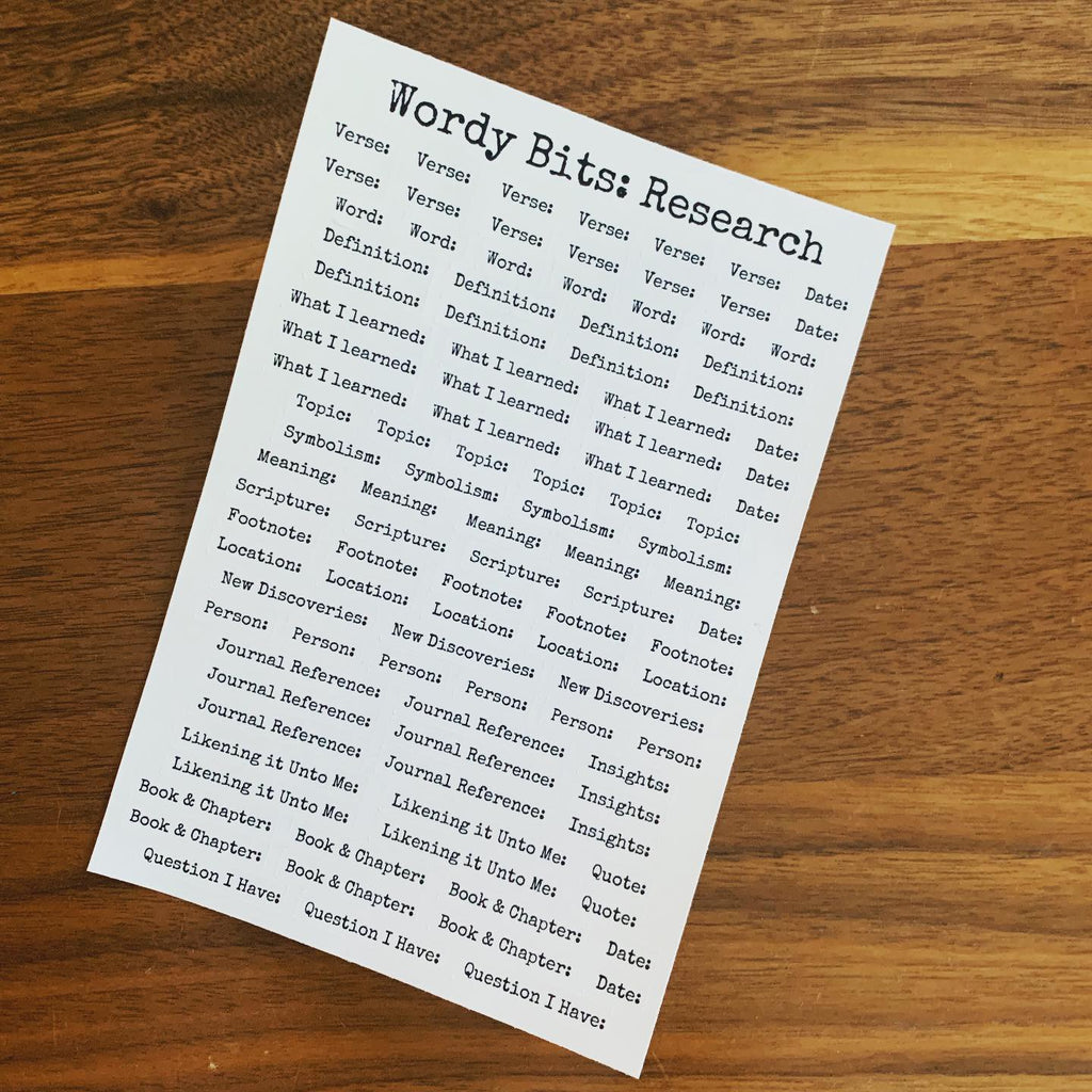 Wordy Bits: Research Sticker Sheet